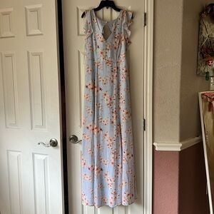 Altar’d State Blue Floral Backless Maxi Dress